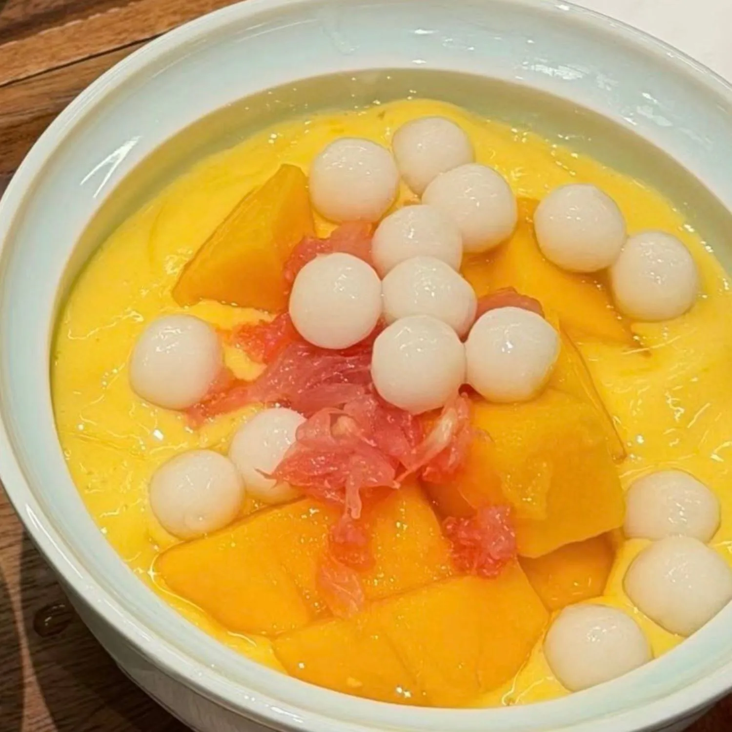 Creamy mango bowl with grapefruit, sago and glutinous rice balls at K House, a Chinese Restaurant in Columbus