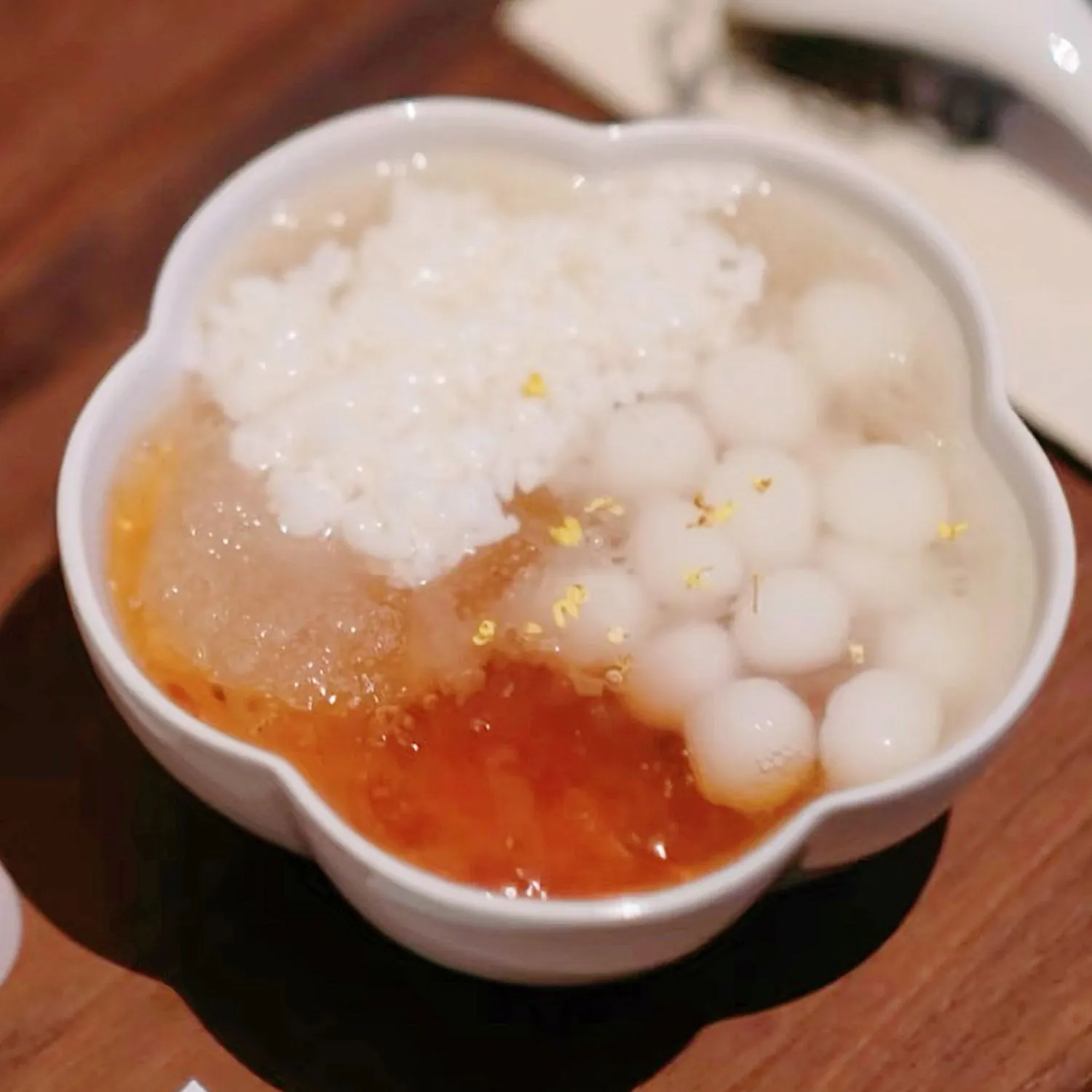 Sweet snow fungus soup with rice balls and osmanthus at K House, a Chinese Restaurant in Columbus